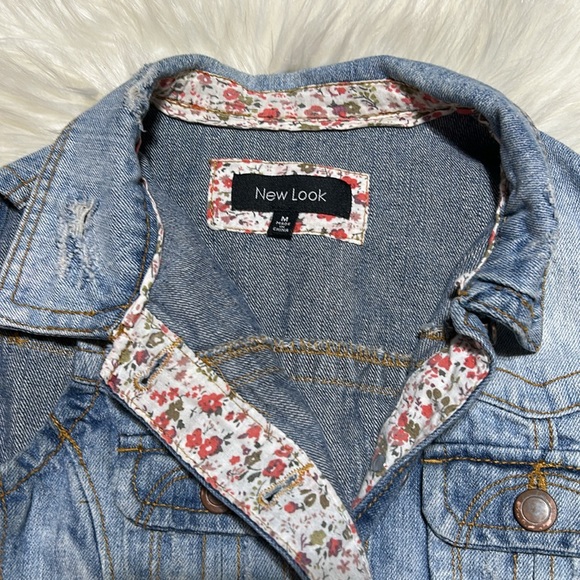 New Look Denim Cropped Distressed Vest-M-#0017 - Picture 7 of 9